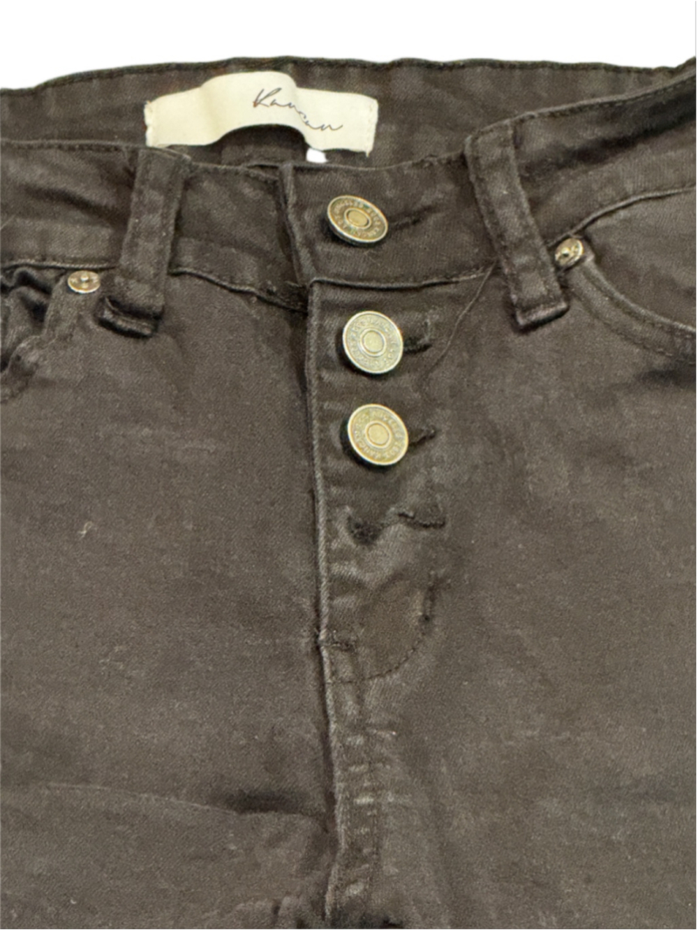 KanCan Black Distressed Button Fly Skinny Ankle Jeans Estilo #KC6192BK Cut 34 - Picture 2 of 5